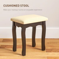 HOMCOM Makeup Vanity Table with Stool, Vanity Set with 10 LED Lights, 5 Drawers and 3 Compartments, Black(m-6)