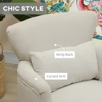 HOMCOM Modern Accent Chair, Upholstered Armchair with Solid Wood Legs and Lumbar Pillow for Living Room, Cream White(m-6)