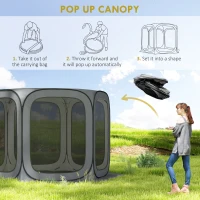 Outsunny 11 x 11ft Pop Up Screen Tent, UPF50+ Portable Camping Gazebo Screen House with Carry Bag, Dark Gray(m-4)