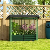 Outsunny Galvanized Steel Planter Box with Crop Cage and Shade Cloth, Raised Garden Bed for Flowers, Vegs and Herbs(m-10)