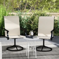 Outsunny Patio Swivel Chairs Set of 2, High Back Patio Dining Chairs with All-Weather Mesh for Backyard, Lawn, Garden, Beige(m-9)