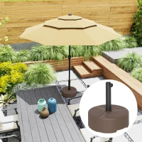 Outsunny Round Patio Umbrella Base Holder, Heavy Duty Outdoor Umbrella Stand Base, Filled Up to 44lbs with Stand or 40lbs with Water for Garden, Poolside, Brown(m-10)