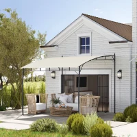 Outsunny 10' x 10' Outdoor Pergola Gazebo, Garden Sun Shade Shelter with Metal Frame for Porch, Patio, Deck, Backyard, Cream(m-2)