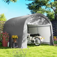Outsunny 10' x 10' Outdoor Storage Tent, Heavy Duty and Waterproof Portable Shed for Bike, Motorcycle & Garden Tools, Light Grey(m-1)