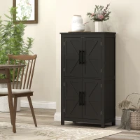 HOMCOM Farmhouse Bathroom Storage Cabinet, Bathroom Floor Cabinet with Barn Doors and Adjustable Shelf, Black(m-9)