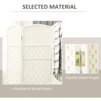 HOMCOM Folding Room Divider Screen 4 Panel 6' Tall Privacy Screen Freestanding Wood Partition for Home Office, White(m-6)