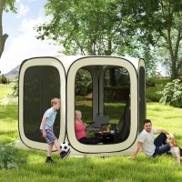 Outsunny 11 x 11ft Pop Up Screen Tent, UPF50+ Portable Camping Gazebo Screen House with Carry Bag, Beige(m-2)