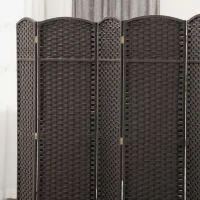 HOMCOM Folding Room Divider Screen 6 Panel 5.6 ' Tall Privacy Screen Freestanding Room Partition for Home Office, Brown(m-7)