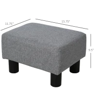 HOMCOM Ottoman Foot Rest, Small Foot Stool with Linen Fabric Upholstery and Plastic Legs, Cube Ottoman for Living Room, Gray(m-3)