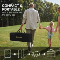 Outsunny Reversible Outdoor Rug Waterproof Plastic Straw RV Rug with Carry Bag, 9' x 12', Black and Grey Geometric(m-4)