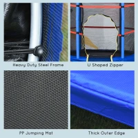 Outsunny 55" Kids Trampoline with Enclosure Net for Indoor/Outdoor, Trampoline for Boys and Girls Age 3-6 Years, Blue(m-5)