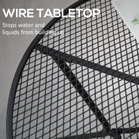 Outsunny 35" Round Patio Dining Table Steel Outside Table with Mesh Tabletop for Garden Backyard Poolside, Black(m-4)