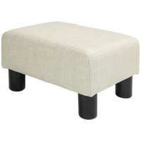 HOMCOM Small Ottoman Foot Rest, Foot Stool with Linen Fabric Upholstery and Plastic Legs, Cube Ottoman, Beige(m-11)
