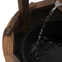 Outsunny Outdoor Waterfall Fountain w/ Pump Natural Wood Wishing Well Garden Decor, 22.5x22.5x47.25(m-9)