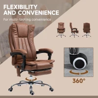 Vinsetto Massage Office Chair with 6 Points and Heat, Reclining Computer Chair with Adjustable Height and Footrest, Brown(m-5)