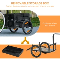 Aosom Trailer for Bike, Bicycle Cargo Trailer with Removable Storage Box, Galvanized Bottom(m-4)