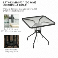 Outsunny Square Patio Dining Table with Umbrella Hole Tempered Glass Top Outdoor Dining Table for Garden Balcony Black(m-4)