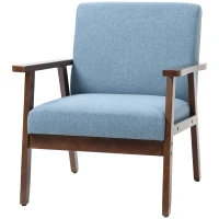 HOMCOM Comfy Accent Chairs with Cushioned Seat, Upholstered Linen-Feel Armchair for Bedroom, Living Room, Blue(m-11)