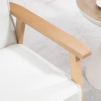 HOMCOM Modern Armchair Fabric, Accent Chair with Tufted Back, Wood Legs and Thick Padding for Living Room, Bedroom, Cream White(m-9)