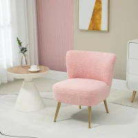 HOMCOM Lounge Chair for Bedroom Living Room Chair with Soft Upholstery and Gold Legs Pink(m-8)