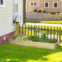 Outsunny 96" x 24" x 10" Wooden Raised Garden Bed with 2 Planter Box and Non-woven Fabric Liner for Backyard, Patio to Grow Vegetables, Herbs, and Flowers, Natural(m-8)