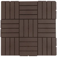 Outsunny 9 Pcs PP Interlocking Composite Deck Tile, 12" x 12" Outdoor Flooring Tiles for Indoor and Outdoor Use, Tools Free Assembly, Brown(m-11)