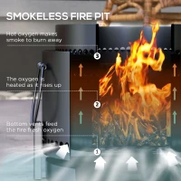 Outsunny Smokeless Fire Pit with Ash Catcher, Portable Wood Burning Firepit with Poker for Garden Camping Bonfire Party, Black(m-4)