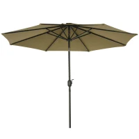 Outsunny 9ft Solar Patio Umbrella Outdoor Sunshade 24 LED Lights Tilt Canopy, Brown(m-9)