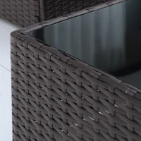 Outsunny 7 Piece Outdoor Patio Sofa Set with Cushions, All Weather PE Rattan, 29.5" Sofa Section, Glass Top Coffee Table for Outdoor Living, Beige(m-10)