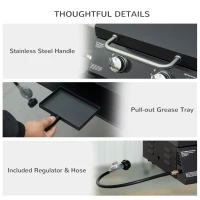 Outsunny 2 Burner Propane Gas Grill, Outdoor Portable Tabletop BBQ with Foldable Legs, 10000 Each Burner, Lid, for Camping, Picnic, Backyard, Black(m-6)