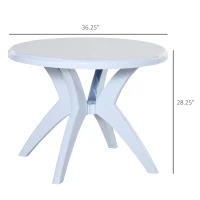 Outsunny Patio Dining Table with Umbrella Hole Round Outdoor Bistro Table for Garden Lawn Backyard, White(m-3)