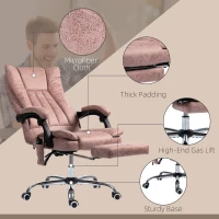 Vinsetto Massage Office Chair with 6 Points and Heat, Reclining Computer Chair with Adjustable Height and Footrest, Pink(m-7)