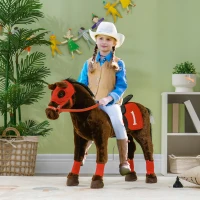 Qaba Ride on Horse for Kids 3-8 Years Old w/ Neighing Sound, Saddle & Stirrups(m-2)