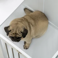 PawHut 31.5" Dog Crate Furniture with Double Doors, for Medium Dogs, White(m-10)