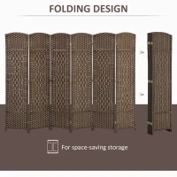 HOMCOM Folding Room Divider Screen 6 Panel 6' Tall Privacy Screen Freestanding Wood Partition for Home Office, Brown(m-4)
