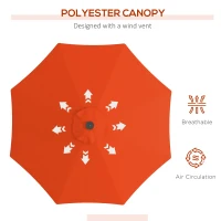Outsunny 9ft Solar Patio Umbrella Outdoor Sunshade 24 LED Lights Tilt Canopy Orange(m-6)