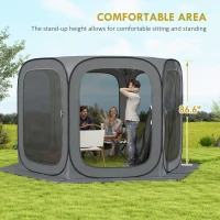 Outsunny 11 x 11ft Pop Up Screen Tent, UPF50+ Portable Camping Gazebo Screen House with Carry Bag, Dark Gray(m-7)