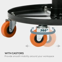 HOMCOM Shop Stool, Pneumatic Adjustable Mechanic Stool, with Tool Tray, Wheels - Black(m-6)