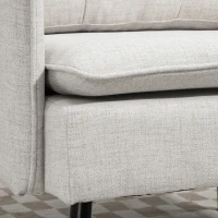 HOMCOM Accent Chair, Upholstered Armchair with Tufted Back Cushion and Steel Legs for Living Room, Bedroom, Cream White(m-9)