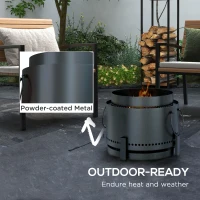 Outsunny Smokeless Fire Pit with Ash Catcher, Portable Wood Burning Firepit with Poker for Garden Camping Bonfire Party, Black(m-5)