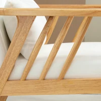 HOMCOM Armchair Upholstered Lounge Chair with Rubber Wood Frame Throw Pillows and Comfortable Cushion, White(m-9)