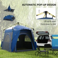 Outsunny Instant Automatic Camping Tent w/ 4 Doors and 4 Windows, Outdoor Easy Pop Up Tent, Portable Backpacking Dome Shelter, 4 Person, Grey(m-4)