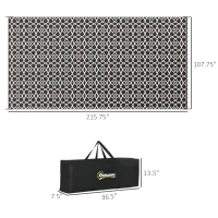 Outsunny Reversible Outdoor Rug Carpet RV Camping Rugs with Carry Bag, 9' x 18', Black & White Clover(m-3)