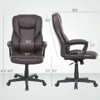 HOMCOM High Back Ergonomic Office Chair, PU Leather Executive Desk Chair with Adjustable Height and Swivel Wheels, Brown(m-3)