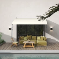 Outsunny 10' x 10' Outdoor Pergola Gazebo, Garden Sun Shade Shelter with Metal Frame for Porch, Patio, Deck, Backyard, Cream(m-9)