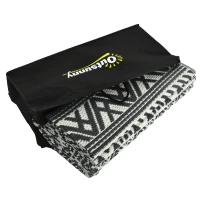 Outsunny Reversible Outdoor Rug Carpet RV Camping Rugs with Carry Bag, 8' x 10', Gray & Cream White Boho(m-9)