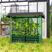 Outsunny Galvanized Steel Planter Box with Crop Cage and Shade Cloth, Raised Garden Bed for Flowers, Vegs and Herbs(m-9)