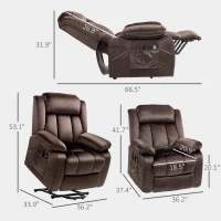 HOMCOM Power Lift Recliner Chair for Elderly, Electric Lift Chair with Massage and Heat, Remote Control, Brown(m-3)