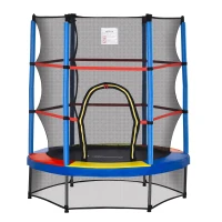 Outsunny 55" Kids Trampoline with Enclosure Net for Indoor/Outdoor, Trampoline for Boys and Girls Age 3-6 Years, Multi-Coloured(m-2)