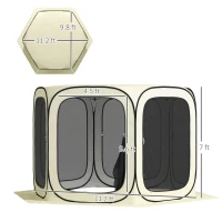 Outsunny 11 x 11ft Pop Up Screen Tent, UPF50+ Portable Camping Gazebo Screen House with Carry Bag, Beige(m-3)
